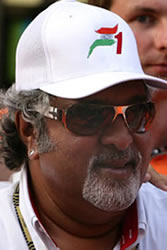 Vijay Mallya donning the logo for Force India.